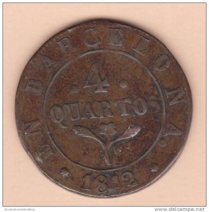 JOSE NAPOLEON 4 Quartos 1.812  Cobre  MBC/VF  KM#77  Barcelona    DL-10.026 - Provincial Currencies