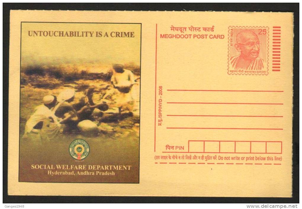 India 2005 Mahatma Gandhi  ..UNTOUCHABILITY IS A CHRIME..POST CARD # 15016 Indien Inde - Mahatma Gandhi