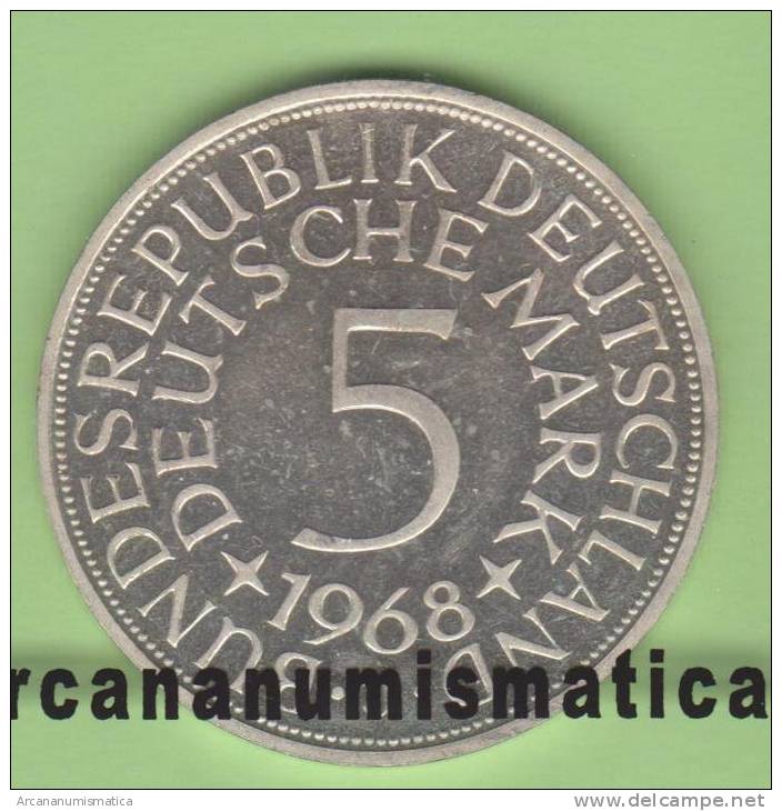 Alemania (Republica Federal) 5 Marcos 1.968 Plata Proof KM#112.1 SC/UNC    DL-10.034 - 5 Mark