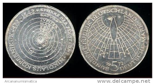 Alemania (Republica Federal) 5 Marcos 1.973 J Plata Proof KM#136 "Nicholas Copernicus"  SC/UNC    DL-10.033 - 5 Mark