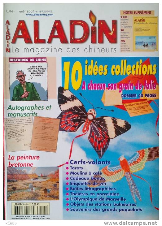 ALADIN-REVUE N°194-AUTOGRAPHES ET MANUSCRITS-PEINTURE BRETONNE-10 IDEES COLLECTIONS-TAROTS-CADEAU X BONUX-OM-PAQUEBOTS.. - Brocantes & Collections