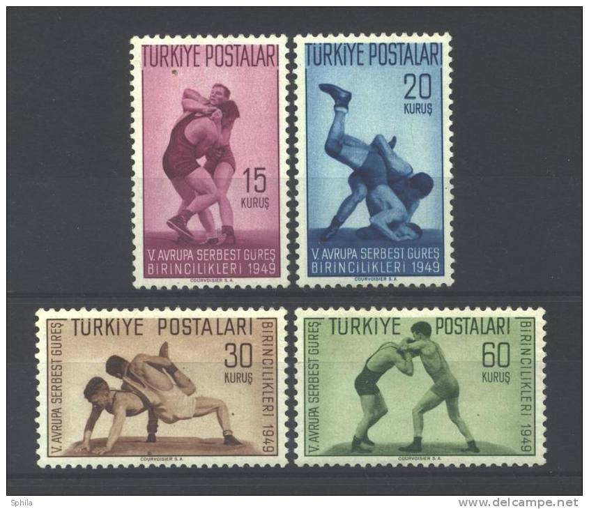 Türkei - Turkey 1949 Freestyle Wrestling European Championship MNH; Michel Nr. 1231-34 - Ungebraucht