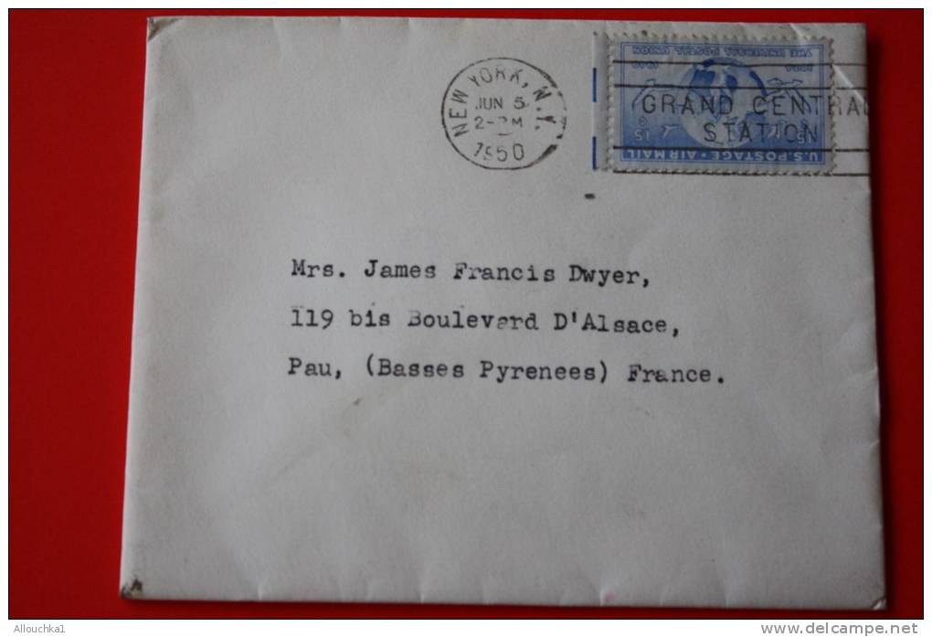 1950 LETTRE NEW YORK USA  AFFRANCHISSEMENTTIMBRE SEUL S LETTRE   &gt; OMEC + FLAMME &gt; JUDAICA - Marcophilie