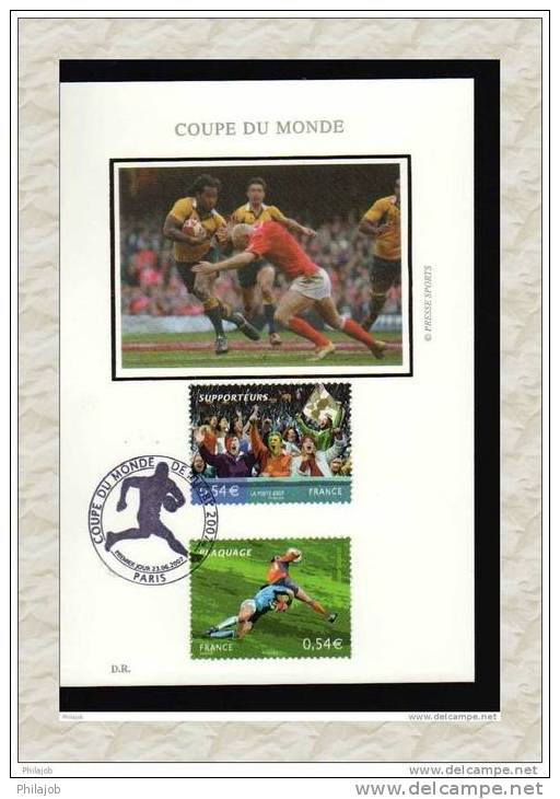 " 6° COUPE DU MONDE DE RUGBY " Sur 4 Cartes Maximum De 2007. N° YT 4063 à 4072. 10 Timbres ! CM - Rugby