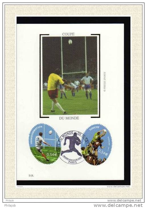 " 6° COUPE DU MONDE DE RUGBY " Sur 4 Cartes Maximum De 2007. N° YT 4063 à 4072. 10 Timbres ! CM - Rugby