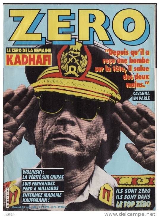 RARE MAGAZINE " ZERO " - NUMERO 1 -  AVRIL 1986 CAVANNA WOLINSKI CHORON WUILLEMIN GOURIO - Humour