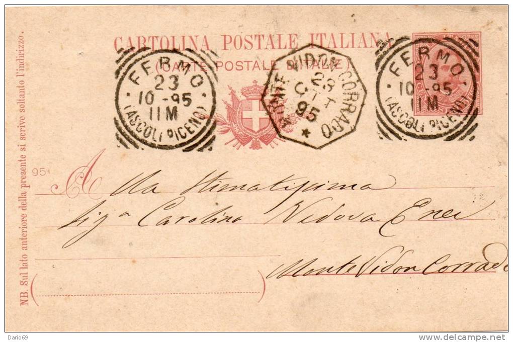 1895 CARTOLINA CON ANNULLO FERMO - Interi Postali