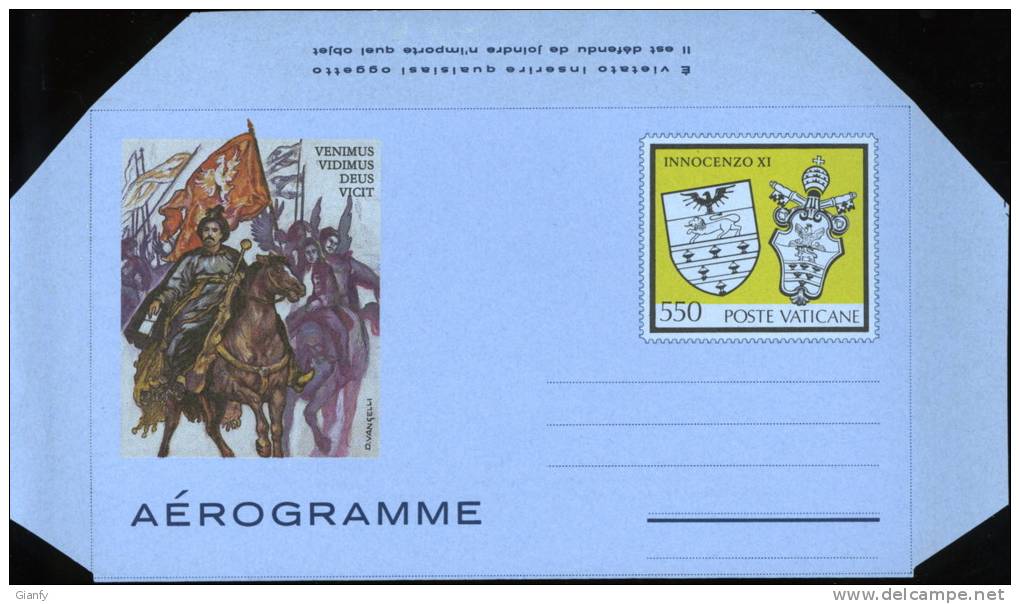 AEROGRAMMA VATICANO PAPA INNOCENZO XI 550 L 1984 NUOVO - Postal Stationeries