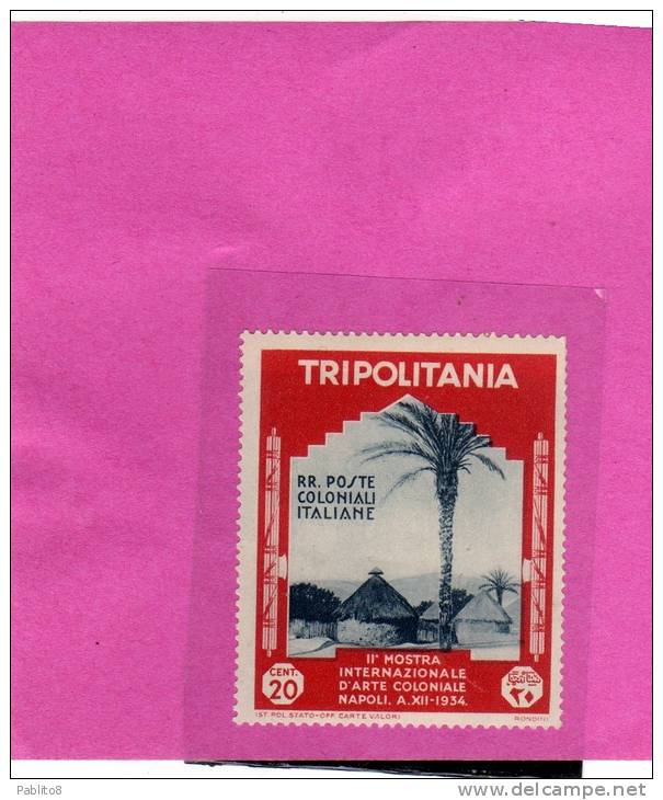 TRIPOLITANIA 1934 MOSTRA COLONIALE DI NAPOLI 20 C MNH - Tripolitaine