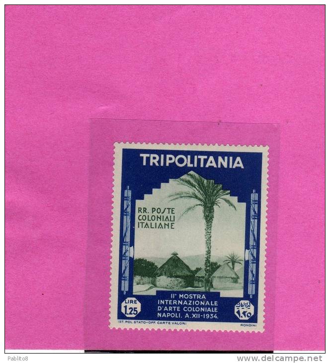 TRIPOLITANIA 1934 MOSTRA COLONIALE DI NAPOLI LIRE 1,25C MNH - Tripolitaine
