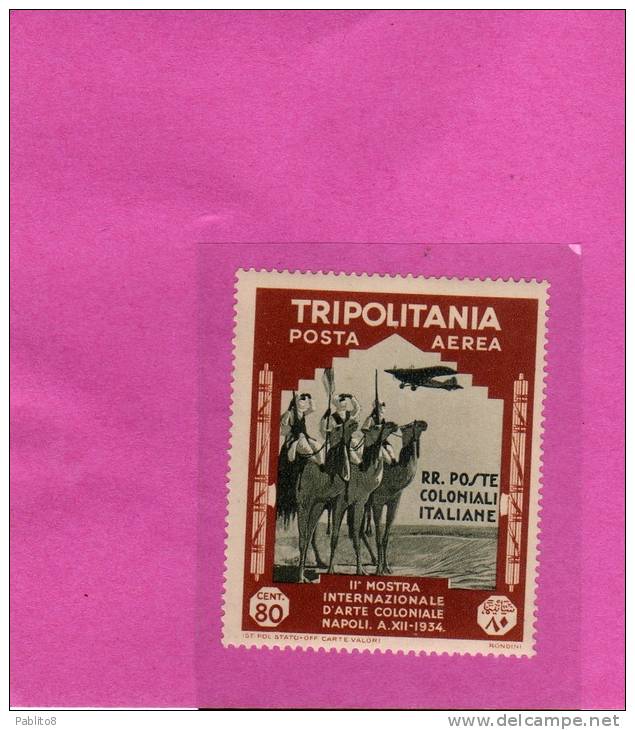 TRIPOLITANIA 1934 MOSTRA COLONIALE DI NAPOLI AEREA 80 C MNH - Tripolitania