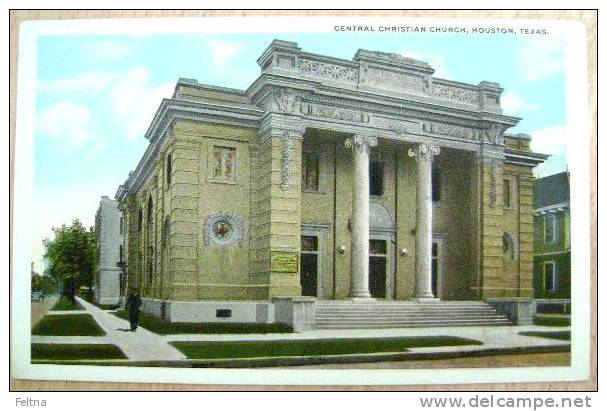 OLD POSTCARD CENTRAL CHRISTIAN CHURCH HOUSTON TEXAS USA - Houston