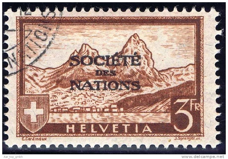 Schweiz Ämter 1937 SDN Societé Des Nations 3 Fr. Mythen Zu#56 Gestempelt - Service