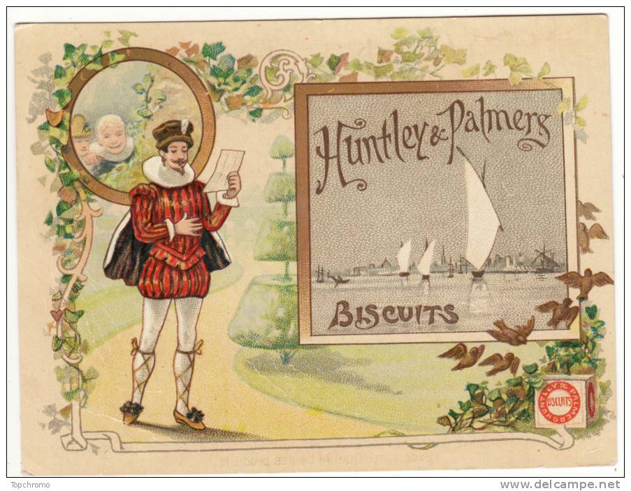 CHROMO Biscuits Huntley & Palmers Moyen Age Histoire Plan D'eau Bateau Voilier Théâtre ? - Sonstige & Ohne Zuordnung