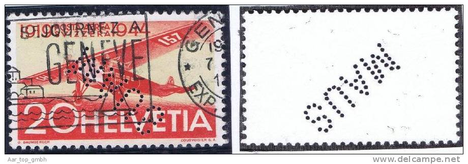 Schweiz Flugpost 1944 Perfin M008 Maus Zu#FP38 Mi#436 - Used Stamps