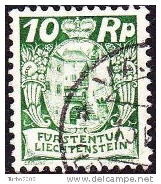 Liechtenstein 1925 / 27 10 Rp. Grün Innerer Hof D. Burg Vaduz Mi 68 - Gebraucht