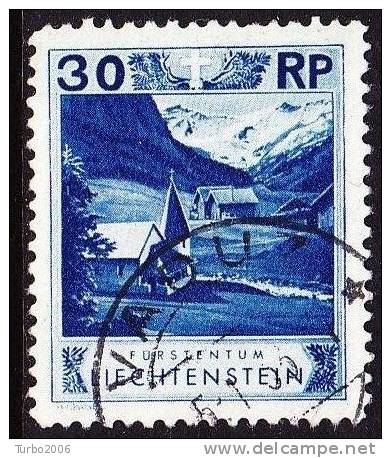 Liechtenstein 1930 30 Rp. Blau Kapelle Am Steg-Saminatal Mi 99 - Gebraucht