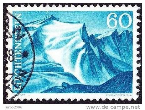 Liechtenstein 1959 Landschaften Naafkopf Falkniskette 60 Rp Kobaltblau Mi 385 - Usados