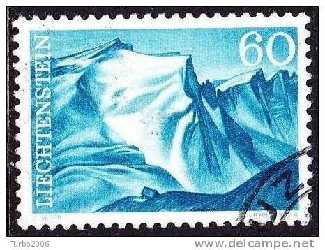 Liechtenstein 1959 Landschaften Naafkopf Falkniskette 60 Rp Kobaltblau Mi 385 - Gebraucht