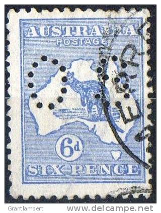 Australia 1915-1924 Kangaroo 6d Blue 3rd Watermark (Narrow Crown) Perf OS Used - Nice - Oblitérés