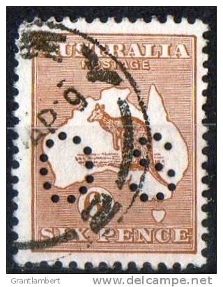 Australia 1915-1924 Kangaroo 6d Brown 3rd Watermark (Narrow Crown) Perf OS Used - Gebruikt