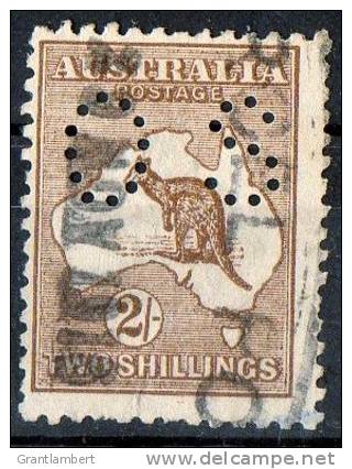 Australia 1915-1924 Kangaroo 2 Shillings Brown 3rd Watermark (Narrow Crown) Perf OS Used  - - Oblitérés