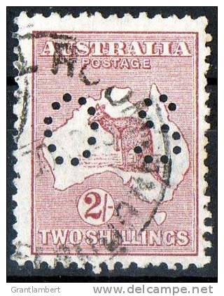 Australia 1915-1924 Kangaroo 2 Shillings Maroon 3rd Watermark (Narrow Crown) Perf OS Used - Oblitérés