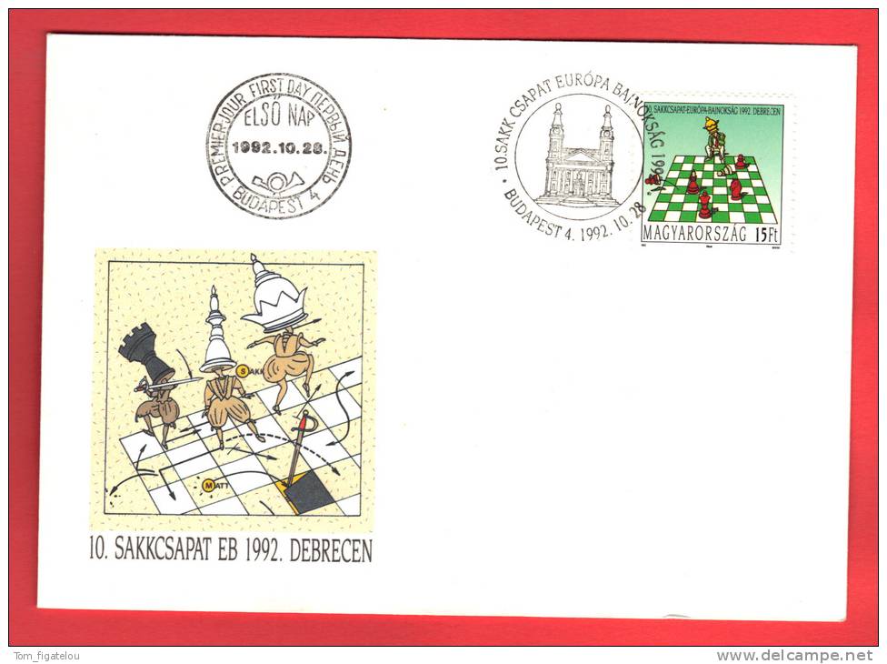 HONGRIE 1992 Echecs Echec Chess FDC - Scacchi