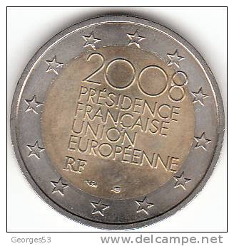 PIECE FRANCE  2  EUROS  2008 Presidence Française Union Européenne - Commemorative