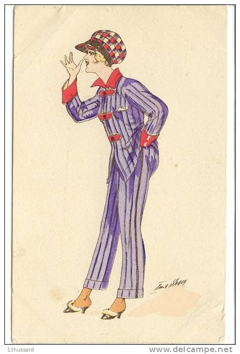Carte Postale Ancienne Illustrateur Xavier Sager - En Pyjama - Femme, Mode - Sager, Xavier