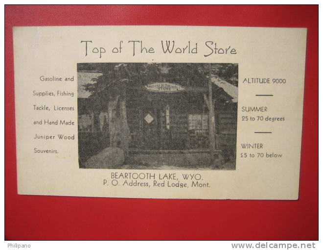 - Montana > Beartooth Lake-- Top Of The World Store Gasoline Fishing Supplies  ===   ===ref 309 - Billings