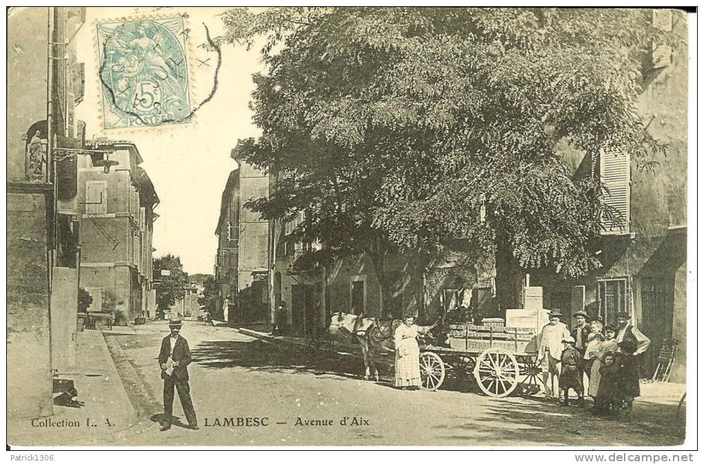 CPA  LAMBESC, Avenue D'Aix, Attelage   5020 - Lambesc