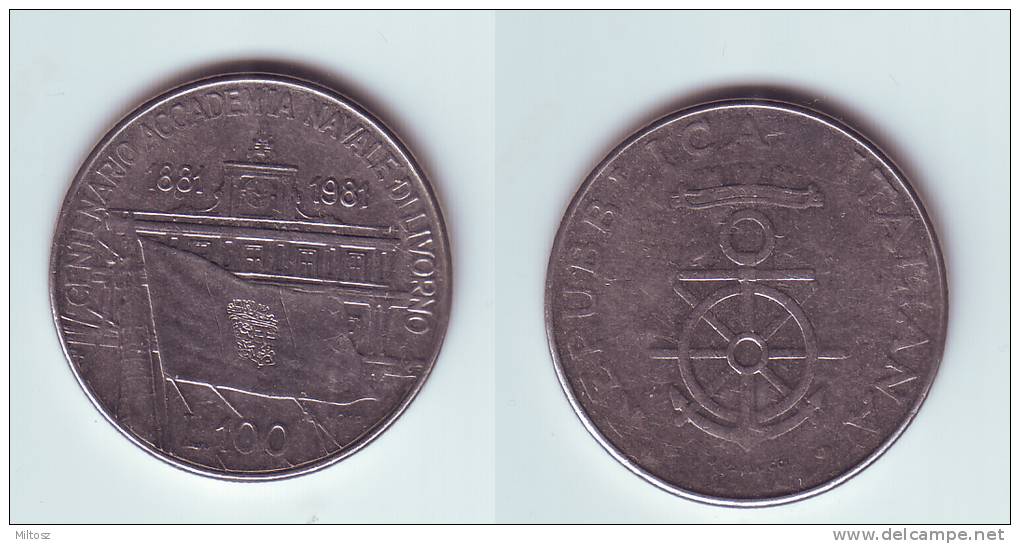 Italy 100 Lire 1981 Centennial Of Livorno Naval Academy - Commémoratives