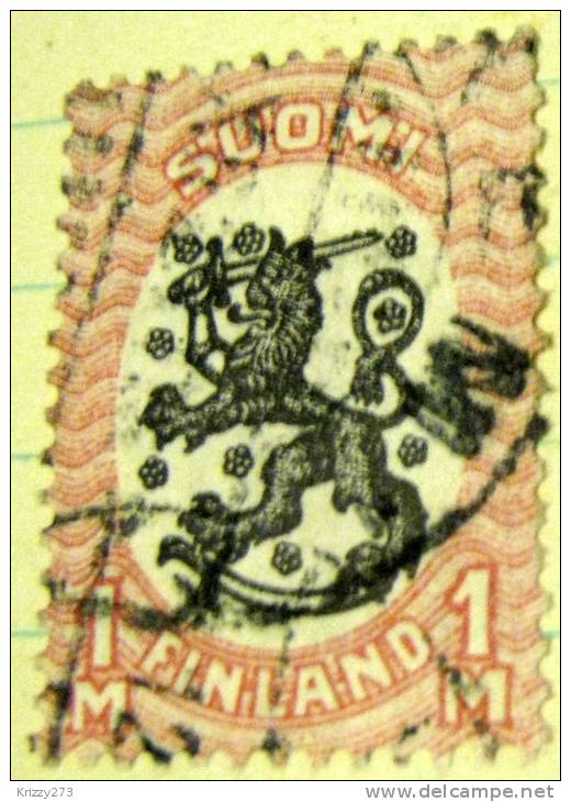 Finland 1917 Heraldic Lion 1m - Used - Oblitérés