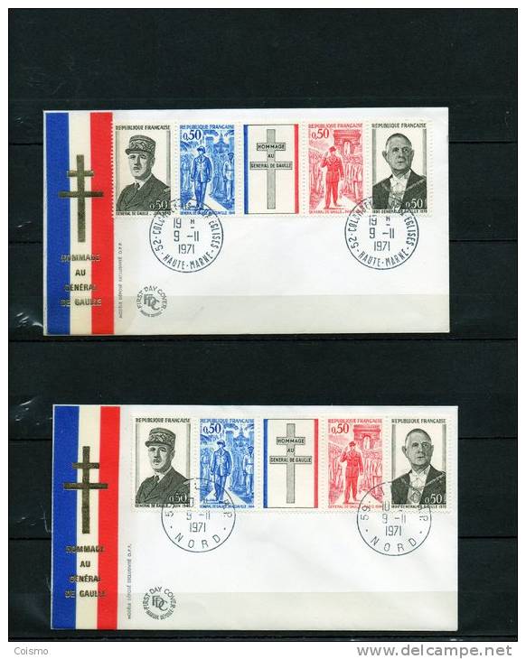 FRANCE - LOT DE 10 FDC: HOMMAGE AU GENERAL DE GAULLE. - De Gaulle (Generaal)