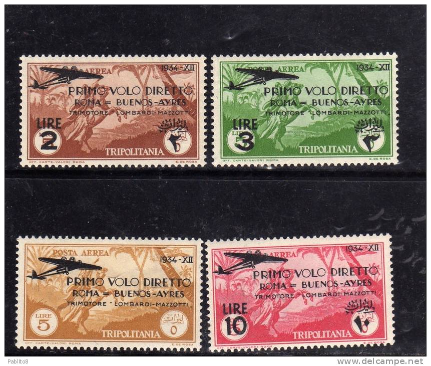 TRIPOLITANIA 1934 ROMA-BUENOS AIRES SERIE COMPLETA MNH - Tripolitaine