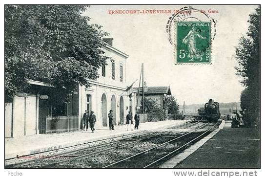 N°15197 -cpa Ernecourt Loxéville -la Gare- - Gares - Avec Trains