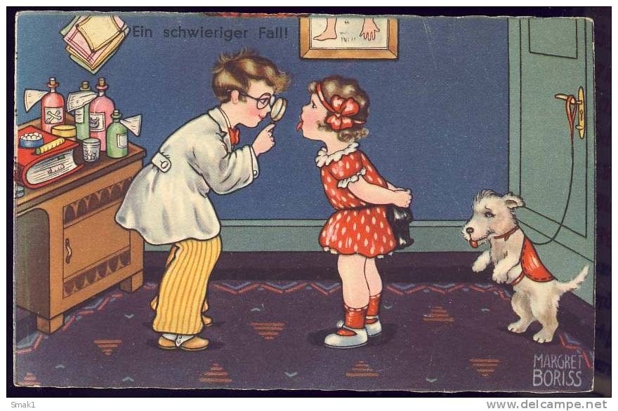 Margret Boriss  Signed  Old Postcard Dentist - Boriss, Margret