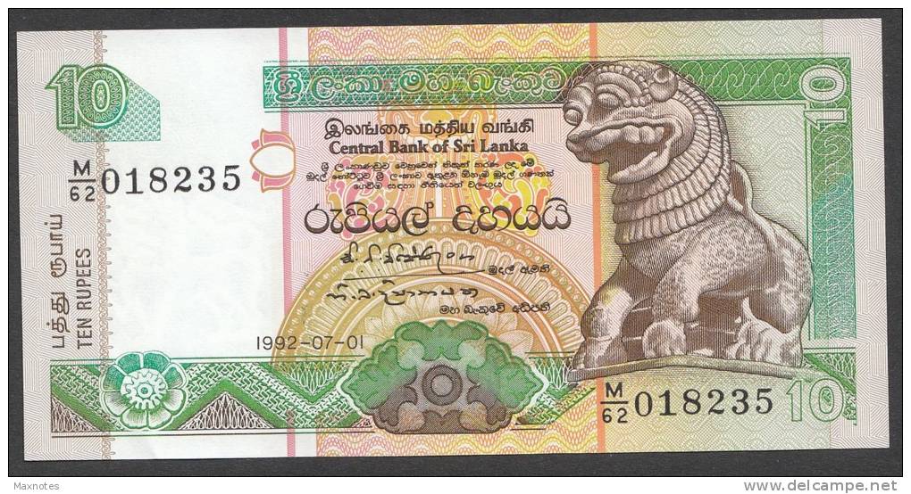 SRI LANKA  :  10 Rupie 1992  - P102 - UNC - Sri Lanka