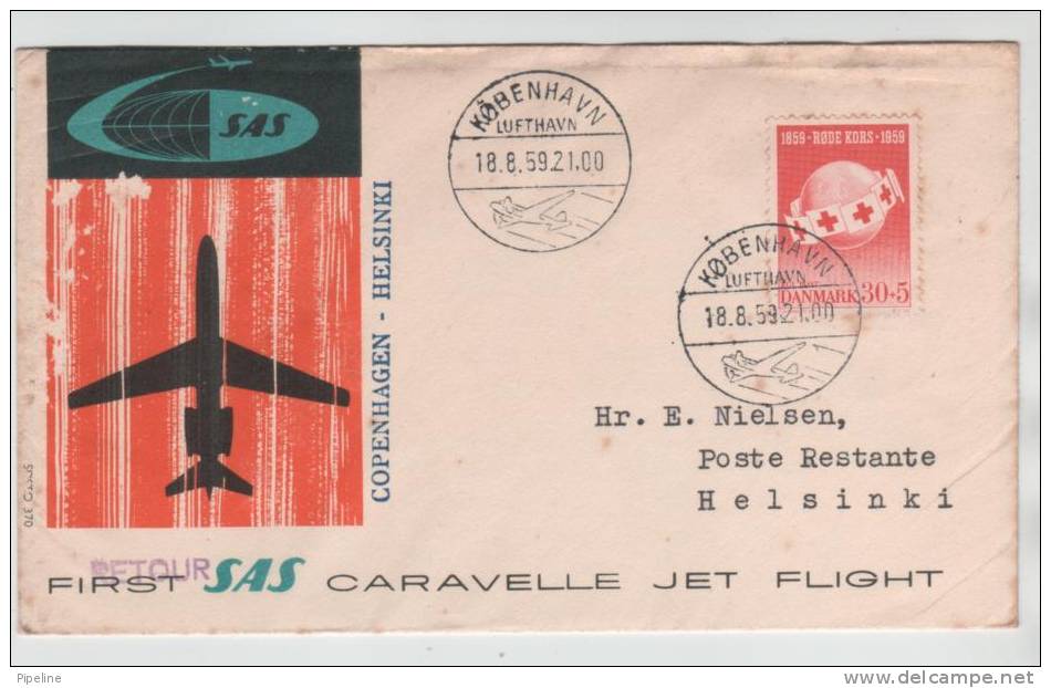 Denmark First SAS Flight Copenhagen - Helsinki 18-8-1959 - Covers & Documents