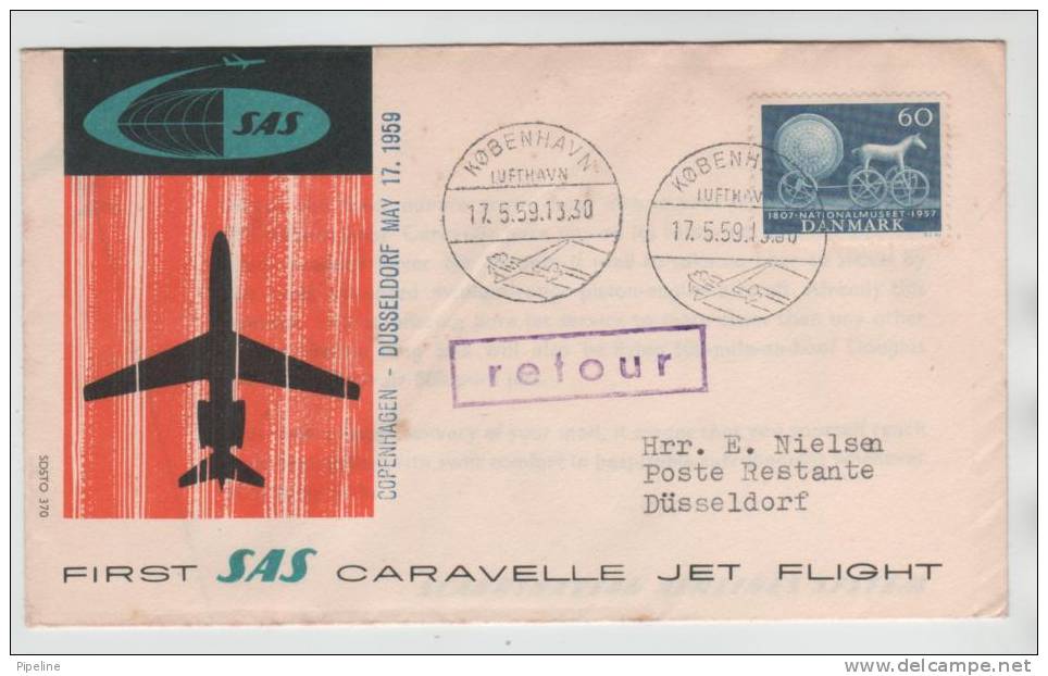 Denmark First SAS Flight Copenhagen - Düsseldorf 17-5-1959 - Covers & Documents