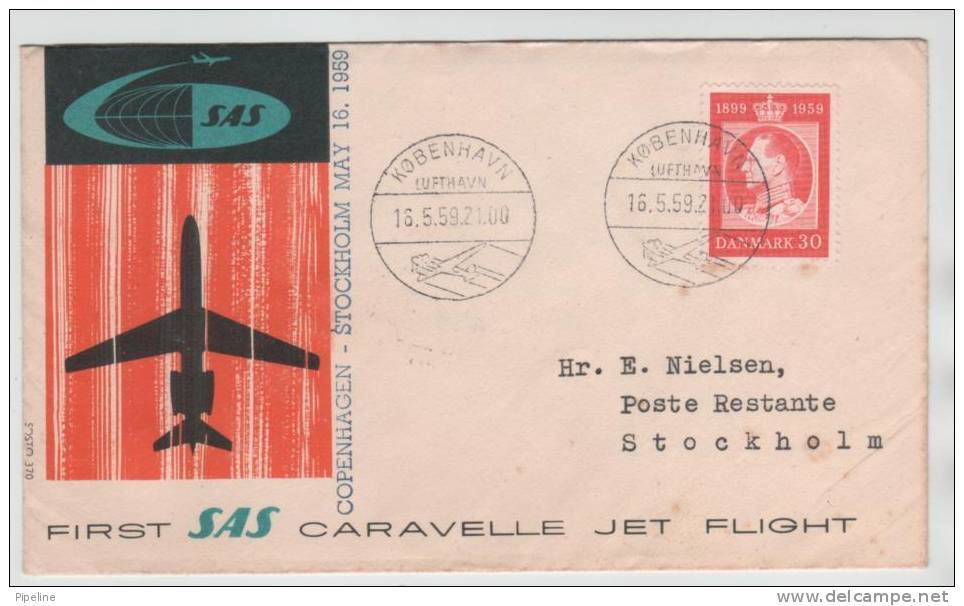 Denmark First SAS Flight Copenhagen - Stockholm 16-5-1959 - Covers & Documents