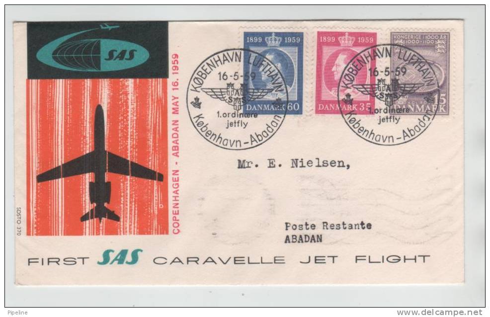 Denmark First SAS Caravelle Jet Flight Copenhagen - Abadan 16-5-1959 - Covers & Documents