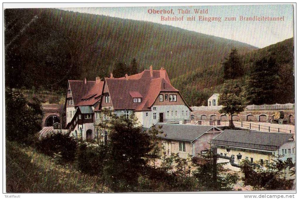 Oberhof In Thüringen Bahnhof Mit Eingang Zum Brandleitetunnel Color 30.7.1914 Gelaufen - Oberhof