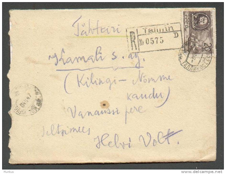 1947 Russia Ussr Estonia Essr, 2x 5+ 30 + 20 KOP CANCELLED TALLINN TO KAMALI , OLD REGISTERED COVER - Lettres & Documents