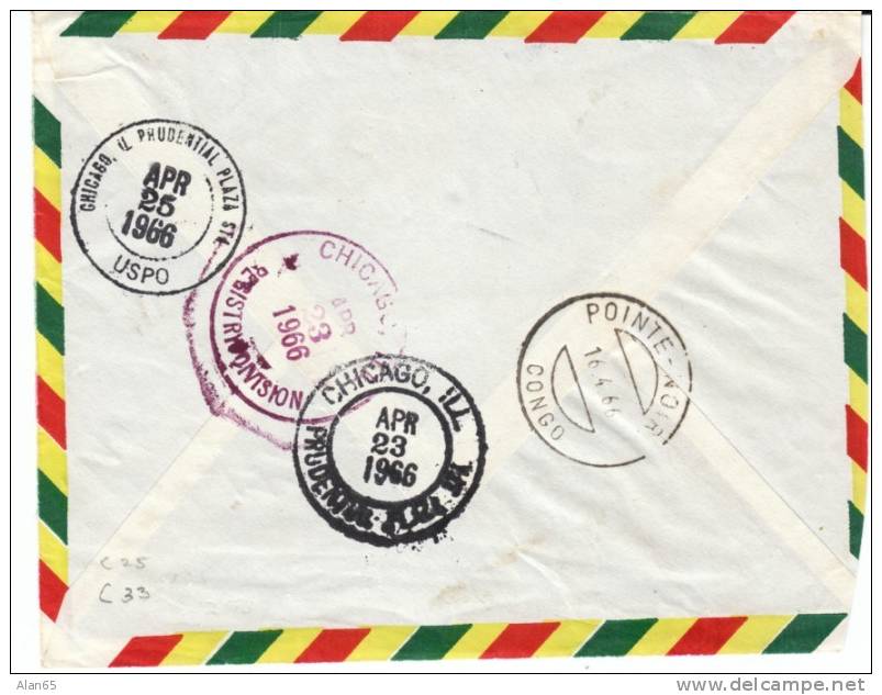 Congo People's Republic, #C25 And #C33 Airmail On Cover To Chicago USA, 1966 - Used