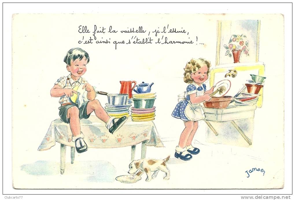 Janser (Illustrateur) : La Vaisselle En Couple Env 1930 (animée). - Janser