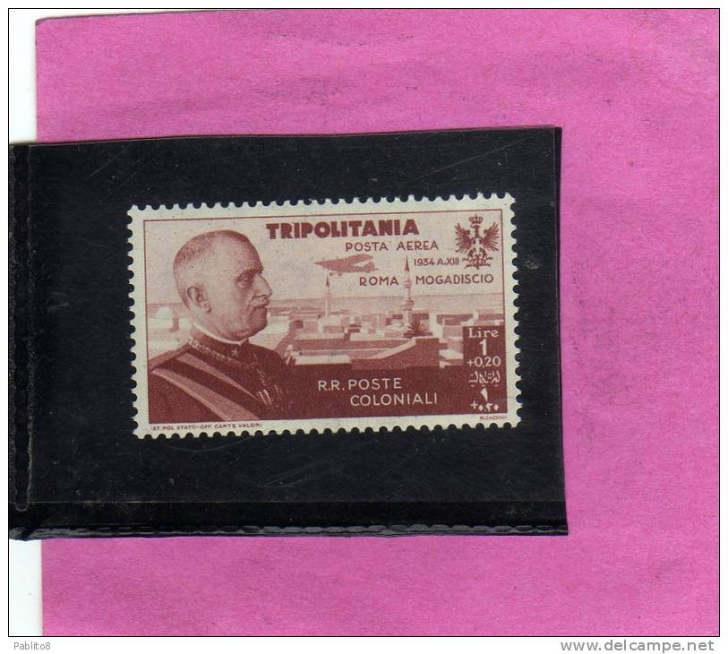 TRIPOLITANIA 1934 ROMA-MOGADISCIO LIRE 1 + 20 C MNH - Tripolitania