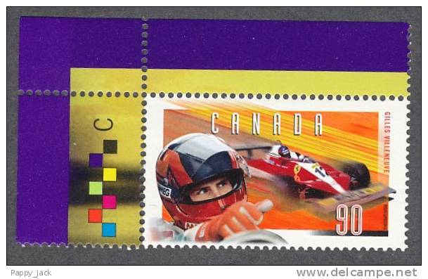 Canada 1997  # 1647 & 1648  Upper Left Corner 2 Singles With Margin Gilles Villeneuve Race Car Driver MNH - Nuovi