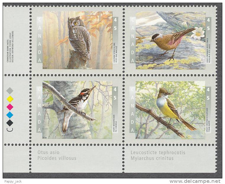 Canada 1998  # 1713a Lower Left Se Tenant Inscription Block   1710 To 1713 Birds MNH - Hojas Bloque